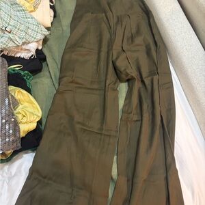Cult Gaia Olive Green Wide-Leg Pants